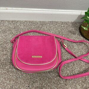 Vintage Juicy Couture Y2K Velour Faux Leather Crossbody Mini Small Bag Pink